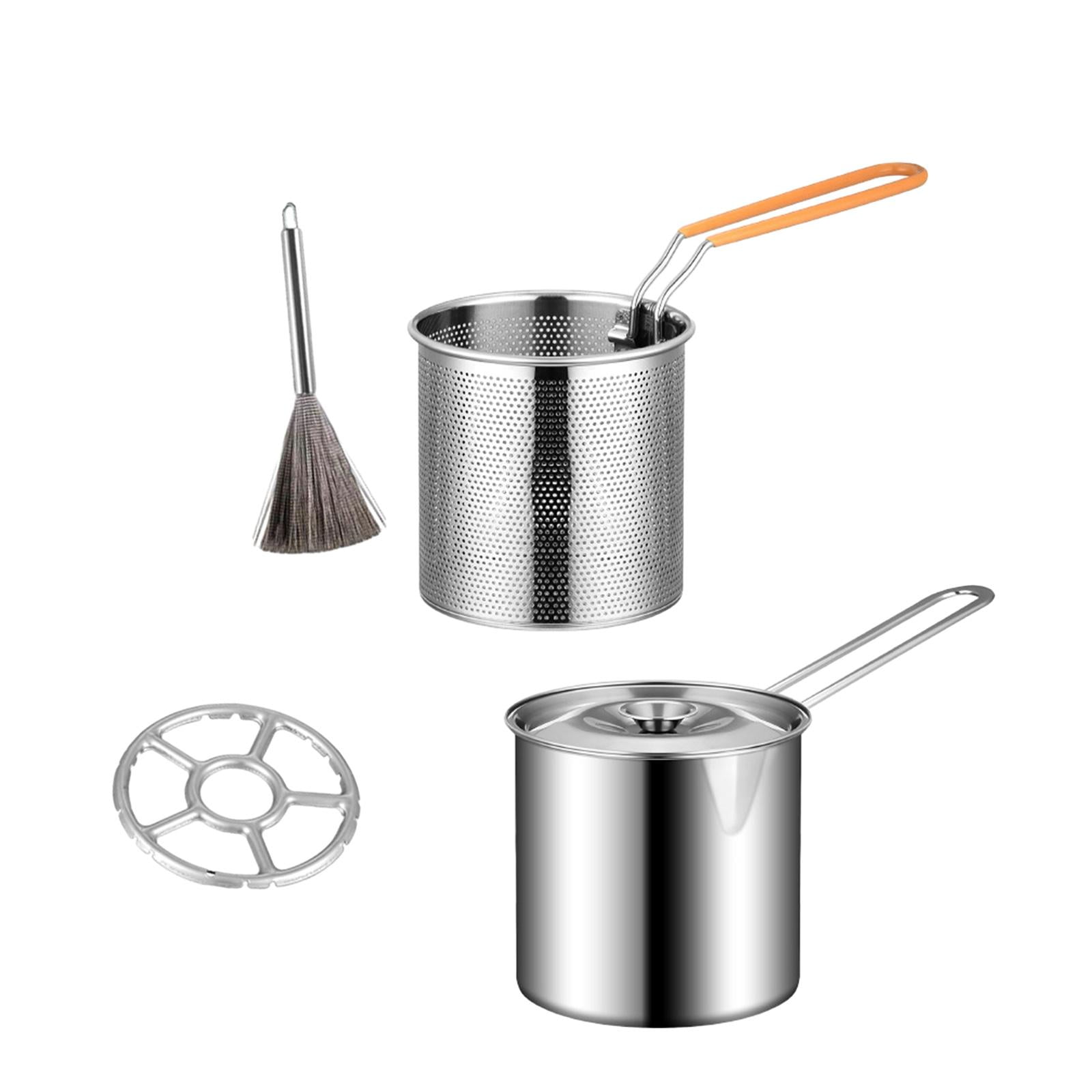 Bothyi - Cesta Portátil Del Tamiz De Las Pastas De La Salsa De La Olla Para Freír Para Freír El Hogar Que Acampa Con El Cepillo Del Pote