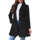 thumbnail image 4 of INSPIRE CHIC Abrigo Elegante de Mujer con Botonadura Simple, Manga Larga, Abrigo de Invierno Cálido, Solapa, Línea A, Abrigo de Trabajo para Oficina, Talla L, Negro, 4 of 6
