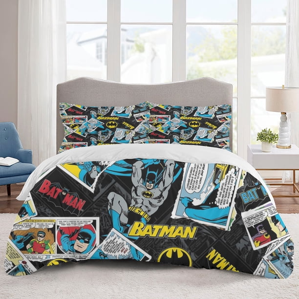 Batman Bedding Sets Cartoon Duvet Cover Lightweight 3 Piece Bet Sets for Kids Boys Girls
