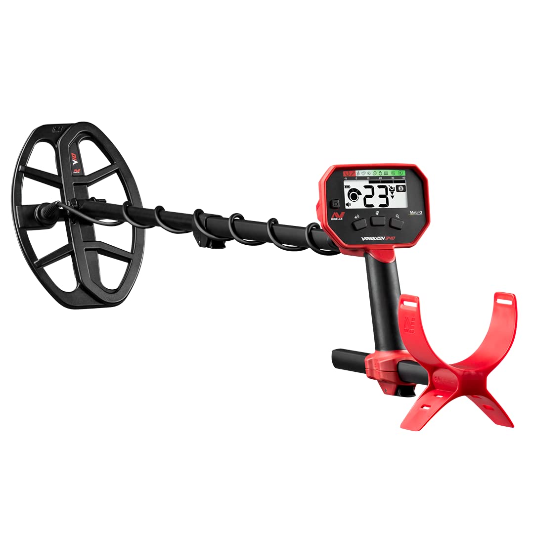 Detector De Metales Multifrecuencia Minelab Vanquish 340 Con Selección Automática Para Adultos, Con Bobina Impermeable V10 De 25 X 18 Cm (Doble D) (3 Modos De Detección)