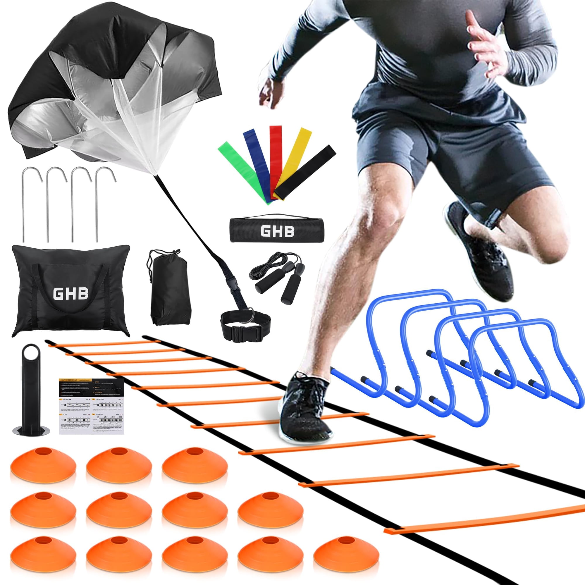 Set De Equipo De Entrenamiento Ghb Agility Ladder Con Vallas Y Más