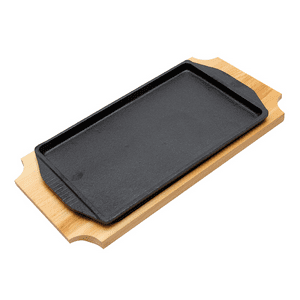 Imahe - Plato Hierro Rectangular Con Base Madera 27.3X15X1.8 Cm
