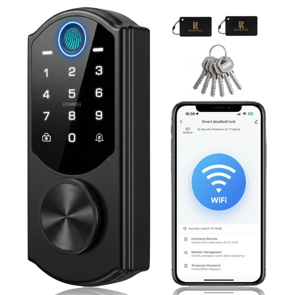 Cerradura Inteligente para Puerta con Huella Digital y WiFi RUIKANG POWER