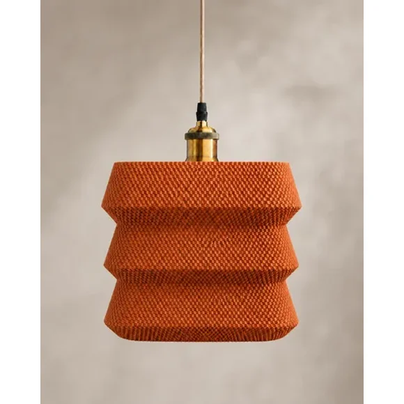 Lámpara Colgante de Techo SLVJE Layer Basket Lamp E27 Impresa en 3D Marrón + Ampolleta