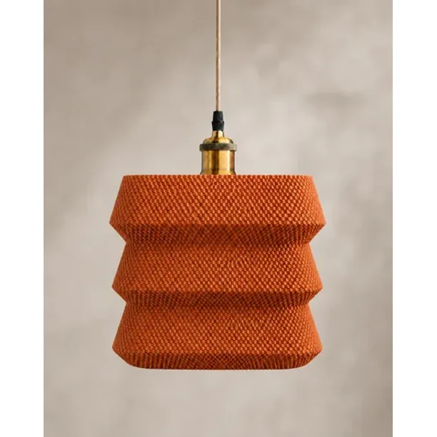 Lámpara Colgante de Techo SLVJE Layer Basket Lamp E27 Impresa en 3D Marrón + Ampolleta