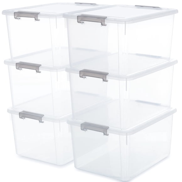 Contenedores de almacenamiento Citylife, 6 unidades, 30 L, apilables, transparentes de plástico