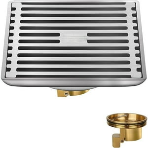 Veat00L - Drenaje De Piso Cuadrado En Acero Inoxidable Sus304 - Doble Núcleo De Drenaje - Ideal Para Cocinas, Baños Y Aseos (10X10Cm)