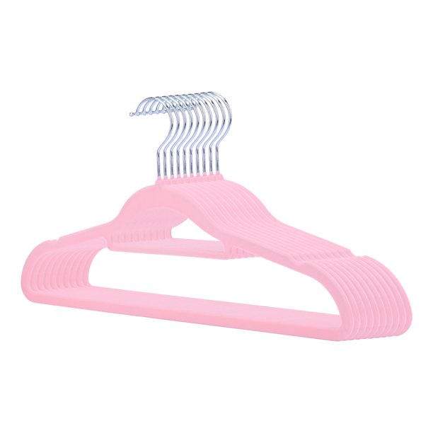 REGALWOVEN 10 Piezas Perchas de Terciopelo Antideslizantes, Perchas Duraderas de Ahorro de Espacio para Ropa, Armario, Pantalones, Abrigos o Camisas Rosa
