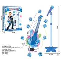 Genérico - Set Guitarra Microfono Pedestal Juguete Mp3 Luces Azul