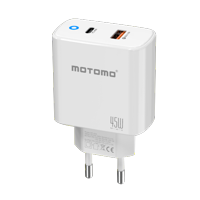 Motomo - Cargador Cr45W, Usb-A, Usb-C, Carga Rápida 45W, Color Blanco