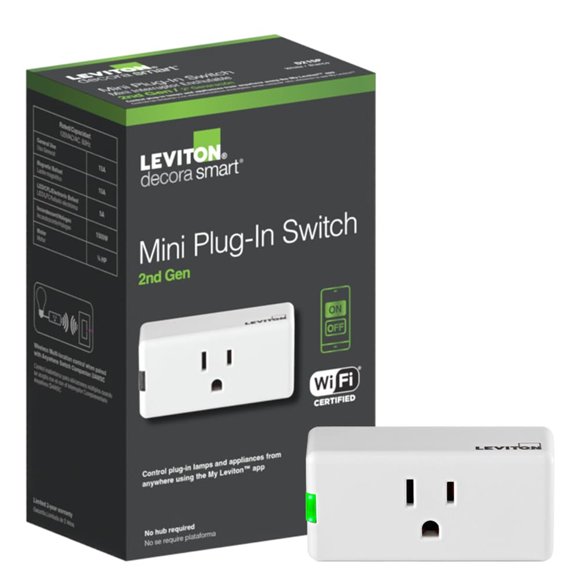 Leviton Decora Smart Plug, WiFi 2nd Gen, D215P1RW, White