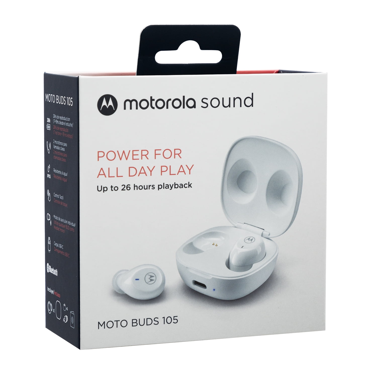 Motorola - Audifono Moto Buds 105 True Wireless Blanco Open Box