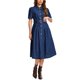 thumbnail image 2 of INSPIRE CHIC Vestido midi de mezclilla con botones y mangas cortas para mujer 2XL Azul profundo, 2 of 6