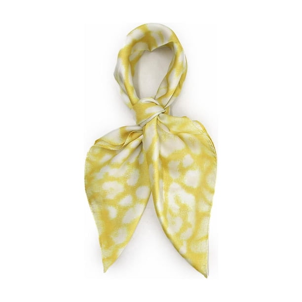 Pañuelo tipo seda 70 x 70 estampado print leopardo amarillo Talla Única