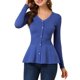 thumbnail image 1 of INSPIRE CHIC Suéter Peplum de Mujer con Cuello en V, Manga Larga, Cintura Ajustada, para Uso Casual y Estilo Diario S Azul, 1 of 8