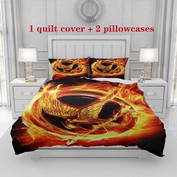 3pcs "The Flame Mocks the Bird" and Burning Trident Symbol of Freedom & Resistance Themed Bedding Set Soft Duvet Cover with 2 Pillowcases Ideal for All Seasons