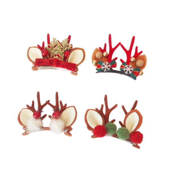 4 Uds. Pinzas navideñas para el pelo, pinzas para el pelo de reno, tocado navideño, pasadores para el pelo navideños para Navidad, Carnaval, mujeres y