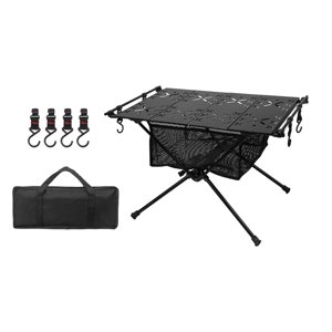 Ioensy - Mesa Plegable Para Acampar Con Bolsa De Transporte, Escritorio Portátil Para Viajes, Pesca, Picnic, Color Negro Con Bolsa De Malla