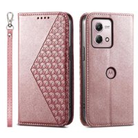 Funda Flip Foxdock Para Motorola Moto G Stylus 4G 2023 , Estilo Billetera Con Diseño Rombo, Correa De Mano Y Soporte, Uso Diario