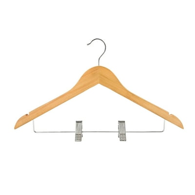 Colgador De Madera Con Clips De Metal 2 Piezas Natural  Haus