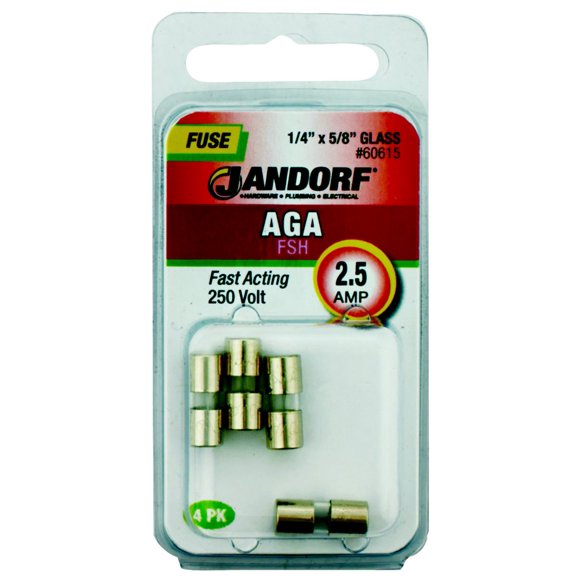 Fusible Jandorf AGA de 2,5 A, cristal de acción rápida, 250 V