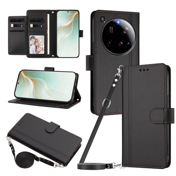 Funda Cartera de Cuero Sintético para Xiaomi 15 Ultra, Negro