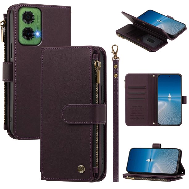 Funda Cartera Motorola Moto G35 5G con Cierre, Morado