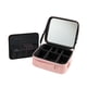 thumbnail image 3 of Caja organizadora de maquillaje, caja de almacenamiento de cosméticos de cuero PU, neceser, bolsa de maquillaje portátil con espejo para accesorios de Rosa, 3 of 5