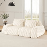 M&Ms - 82"" Modern Modular Sectional Sofa For Living Room,Flannelette Fabric,Highly Textured,Oversized 2-Seater Couch,Boneless Sofa,Deep Seat,Buckle Connection,Anti-Slip Design,No Assembly,Cream