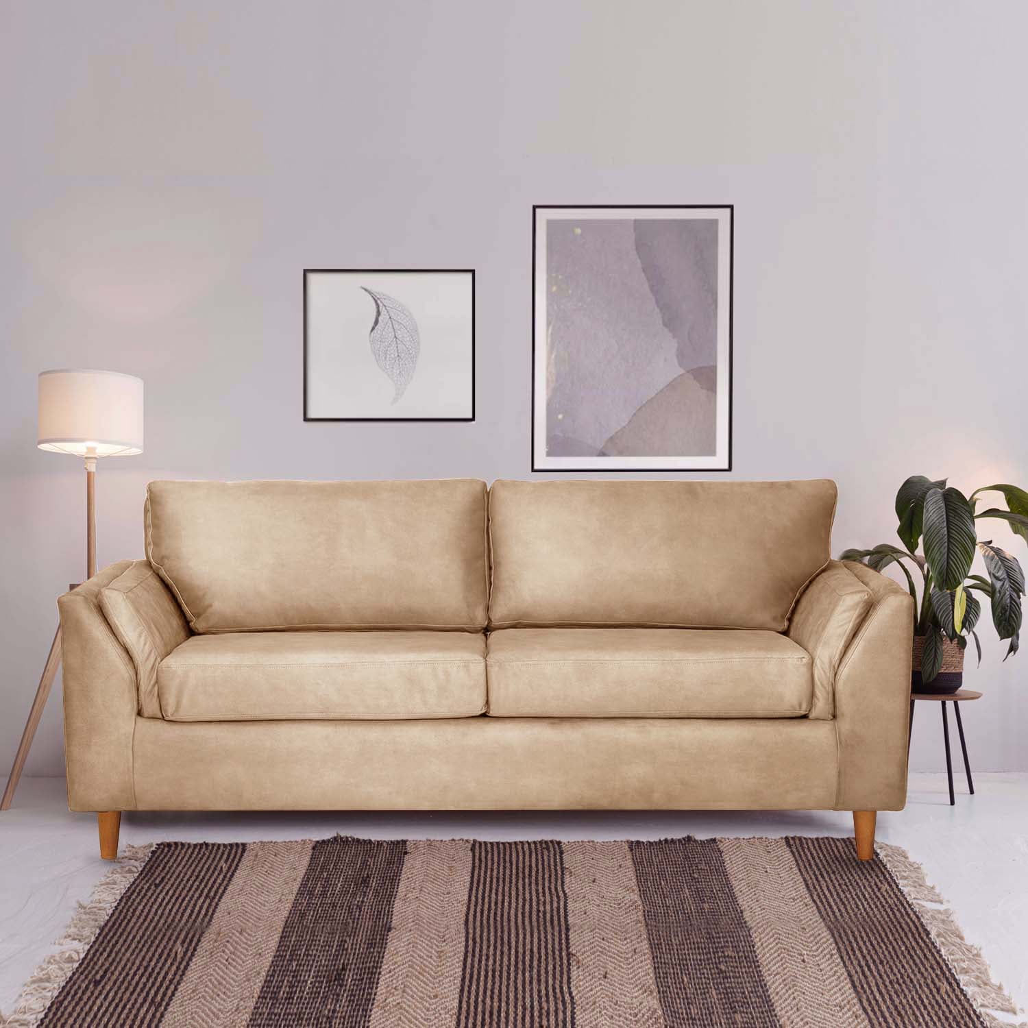Latam Home - Sofa Milan 3c Con Resortes Pocket Cuero Kentucky Beige