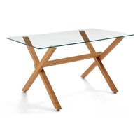 Pandalino - Mesa Rectangular Xinia 140X 90Cm | Vidrio Templado | Cafe 140X90