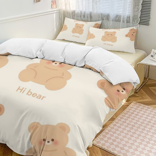 Bear Funny Bear 3-Piece Twin Bed Set Fade-Resistant Microfiber