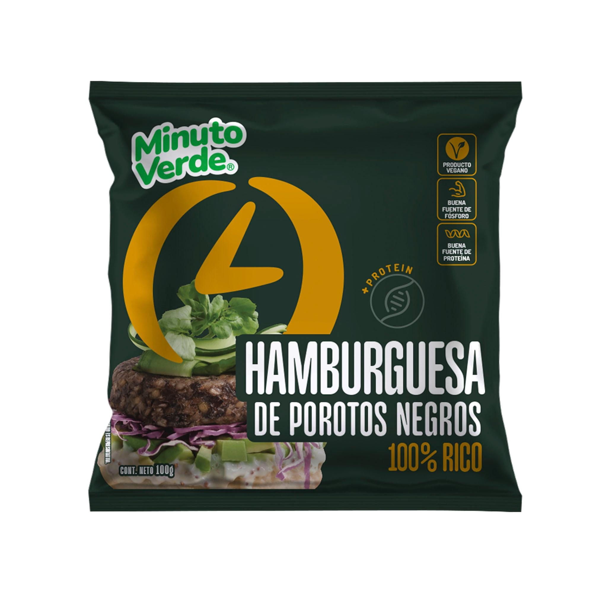 Hamburguesa Vegetal De Porotos Negros 100 g Minuto Verde