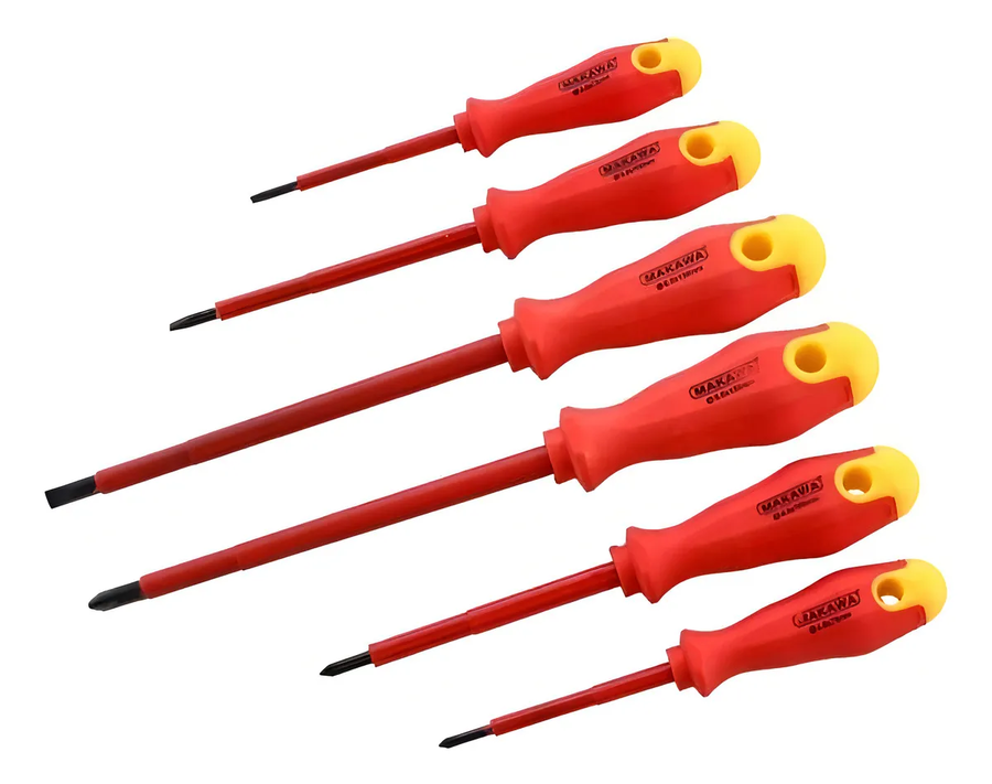 Genérico - Juego 6 Destornilladores Electricista Kamasa Km-133 Rojo