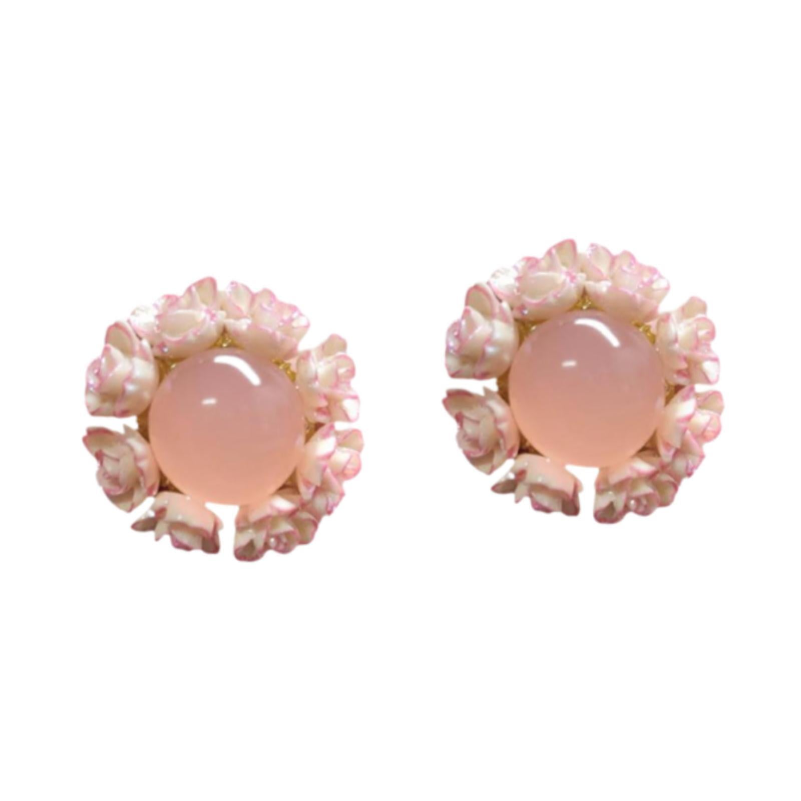 Magideal - Pendientes De Flores Pendientes De Caída De Cuero De Cuello De Joyería Estética Ligera Para Mujeres Damas Para El Aniversario De Cumpleaños Regalo De