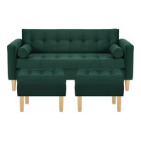 Bodevir - Sofa Retro 3C + 2 Pouf Felpa 05 Verde Botella