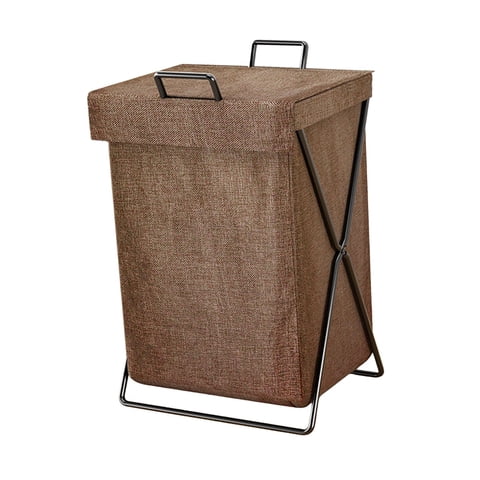 Bothyi - Cesta De Lavandería Plegable Bolsa De Lavandería Grande Para El Lavadero Del Hogar Dormitorio Con Tapa Marrón