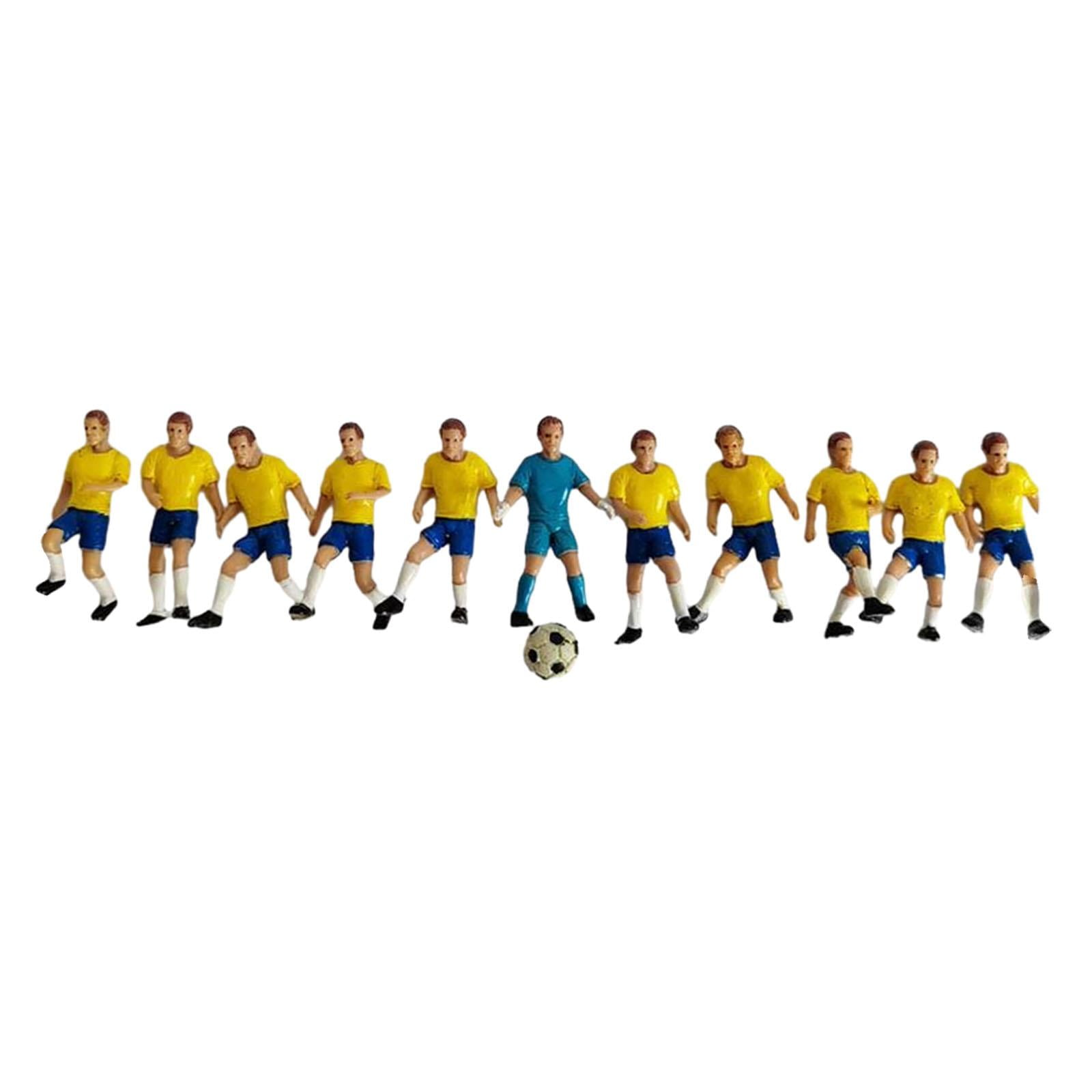 Magideal - 11x Figuras De Fútbol En Miniatura Figuras De Fútbol Accesorios Fotográficos Realistas Tiny People Modelo Para Decoración De Escritorio Mesa De Arena Jugador Amarillo