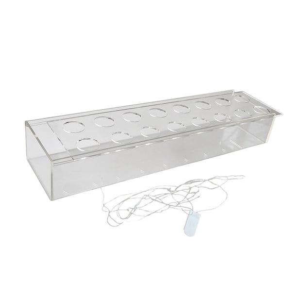 Jarrón de acrílico transparente para flores, contenedor para flores, maceta rectangular larga, jarrón de arte moderno para sala de estar, dormitorio, decoración de fiestas 40cmx10cmx6.5cm