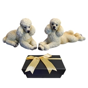 Magideal - 2 Estatuas De Caniche Modernas Coleccionables, Figuras De Animales De Resina, Modelo De Mascota, Artesanías, Lindo Juguete Para Sala De Estar, Hogar, Beige
