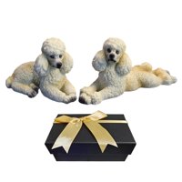 Magideal - 2 Estatuas De Caniche Modernas Coleccionables, Figuras De Animales De Resina, Modelo De Mascota, Artesanías, Lindo Juguete Para Sala De Estar, Hogar, Beige