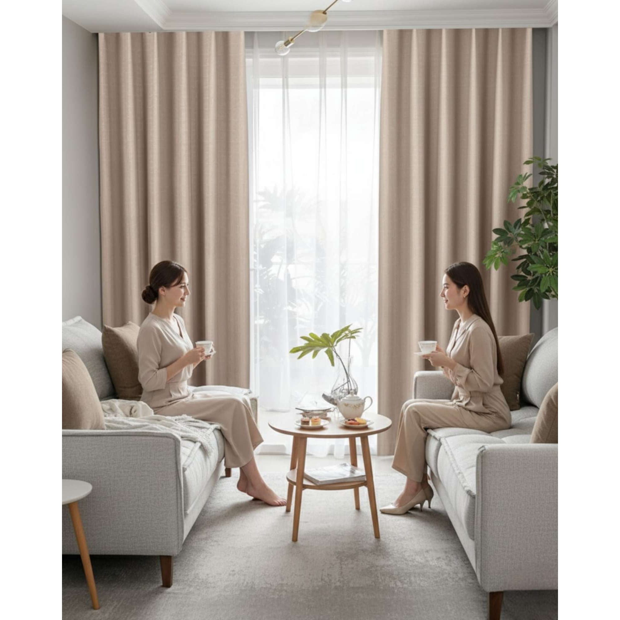 Mylhogar - Set De Cortinas Blackout Engomadas Modernas De Lujo