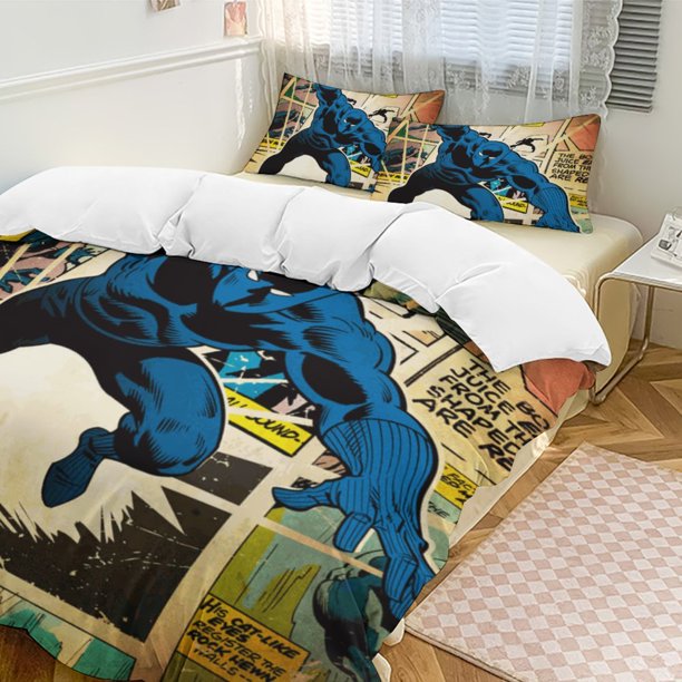 Black Panther Bedding Comforter Sets 3-Piece Bedding Set Soft Warm Bed Set for Bedroom All Season
