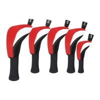 Magideal - 5 Piezas De Fundas Para Cabezas De Palos De Golf, Fundas De Madera Para Cabezas De Golf, Funda Protectora Antiarañazos Para Suministros De Golf Para D Rojo