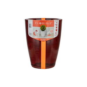 Floridis - Macetero Marron Efecto Marmol Amsterdam 44Cm Alto Con Plato