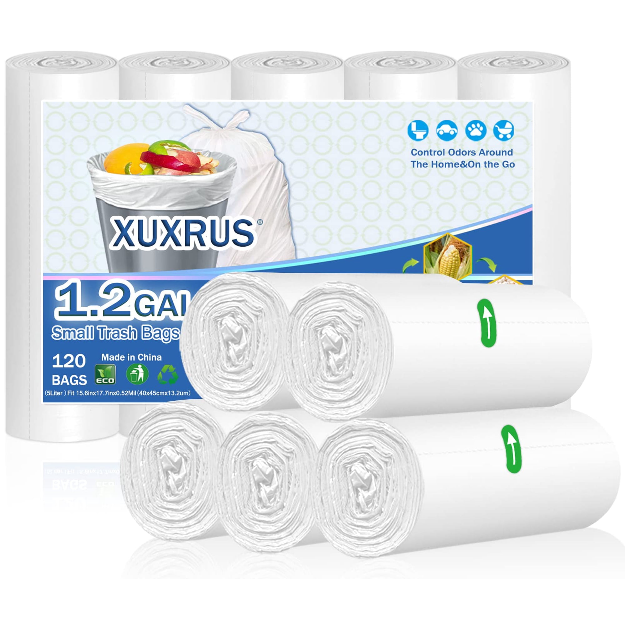 Bolsas De Basura Xuxrus De 5 L/1.2 Galones Para Inodoro, Oficina, 120 Unidades
