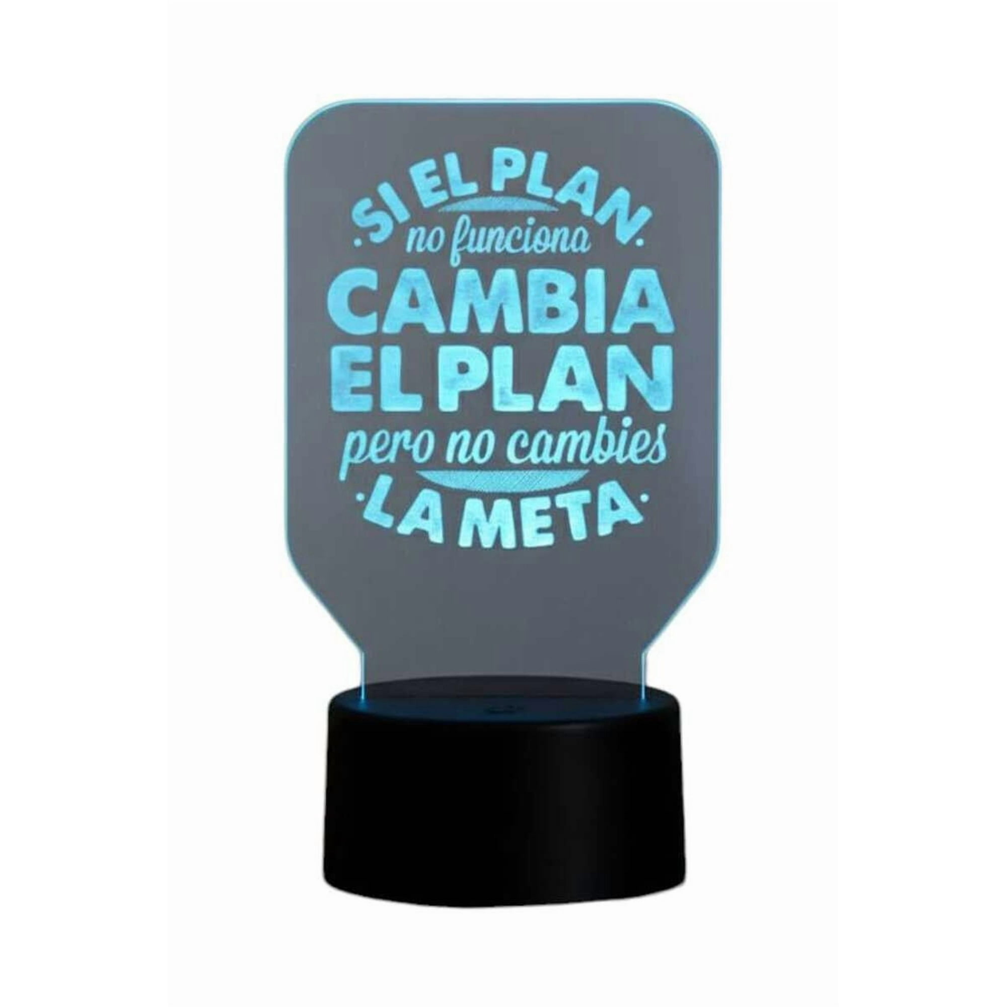 Lampara Ilusion 3d Frase: Si El Plan No Funciona... De 7 Colores, Base Touch
