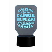 Lampara Ilusion 3D Frase: Si El Plan No Funciona... De 7 Colores, Base Touch