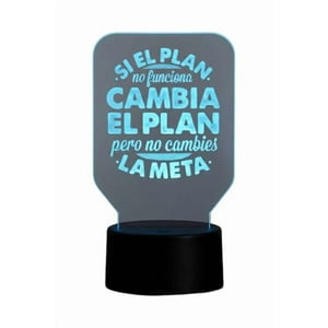 Lampara Ilusion 3D Frase: Si El Plan No Funciona... De 7 Colores, Base Touch