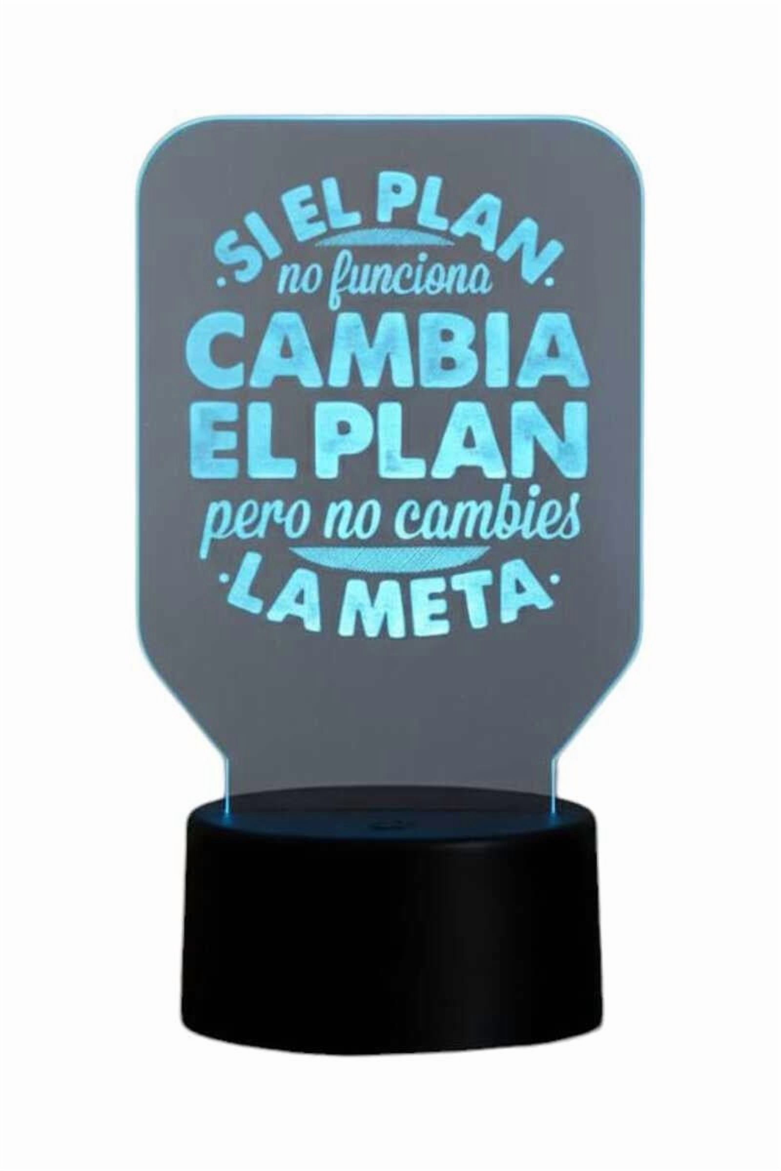 Lampara Ilusion 3D Frase: Si El Plan No Funciona... De 7 Colores, Base Touch